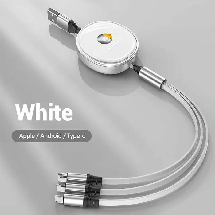 Câble de Charge rapide 100W pour iPhone, USB Type C/Micro rétractable pour Smart Eq Fortwo Forfour 4