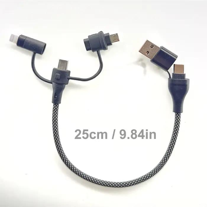 PD 65W 4 5 en 1 USB C câble de charge multi-faixes cordon de données de synchronisation tressé en Ny