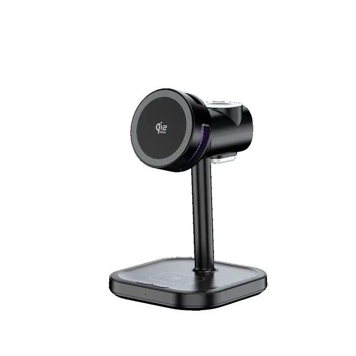 Station de charge sans fil magnétique 4-en-1 TEC Cooling Qi2.2 25W avec veilleuse et charge rapide p