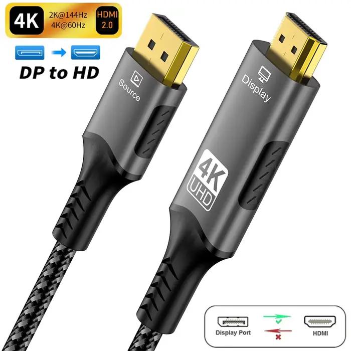 Câble DisplayPort vers HDMI 4K 8K@60Hz, compatible HDMI 2.1 4K@120Hz 48 Gbps audio et vidéo haute vi