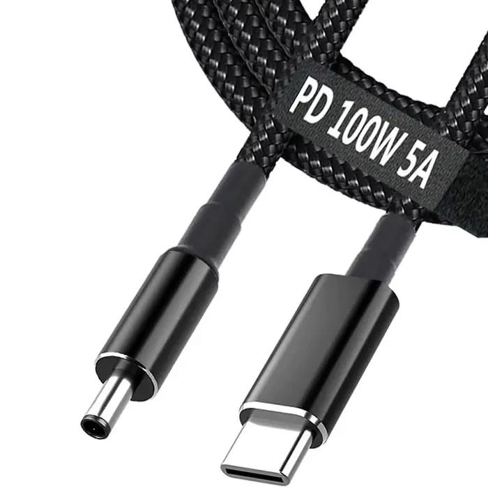 Convertisseur tressé de type C à DC 4.5x3.0mm, 6,5 pieds, alimentation rapide 100W PD, pour Dell Tys