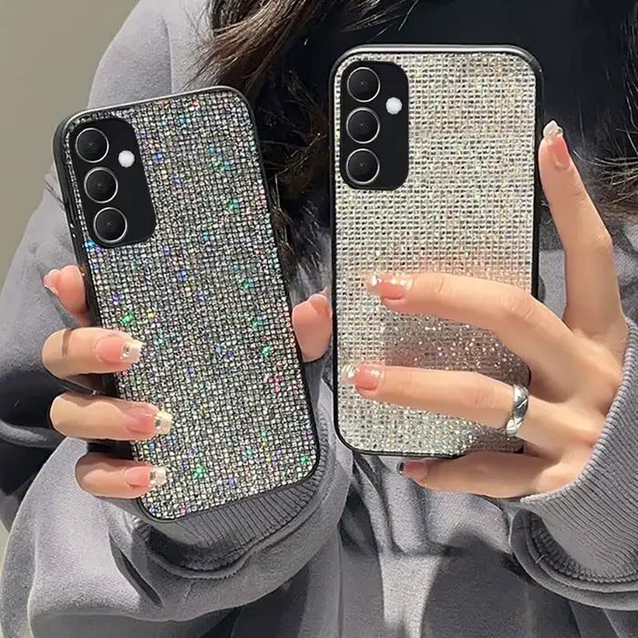 Coque de téléphone de luxe en TPU, motif de grille brillante, à la mode, pour Samsung Galaxy A14 A15