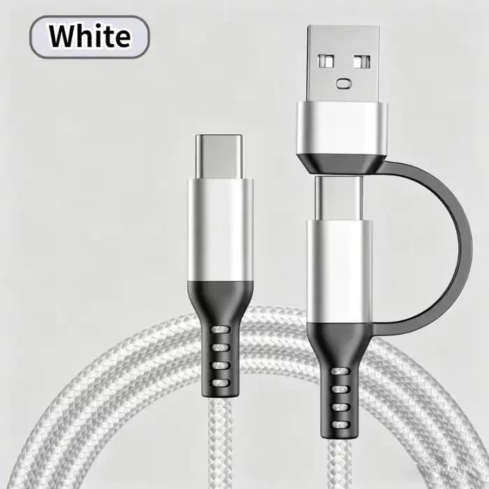 Câble de charge 2-en-1 USB-C vers USB-C 60W, 1m/3m, compatible avec les téléphones mobiles et les ta