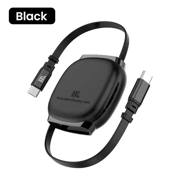 Câble rétractable de Type C à Type C, 100W, Super rapide, fil de charge pour téléphone portable, lig
