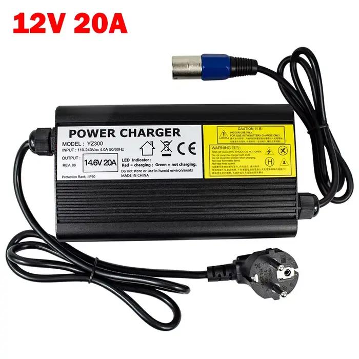Chargeur de batterie au Lithium Lron Phosphate 12V 24V, 14.6V 29.2V 20A 40A 50A, chargeur Adaptable 