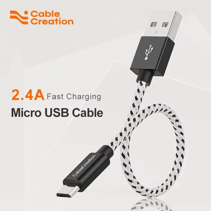 CableCreation Câble USB A vers Micro USB résistant court tressé en nylon transfert de données haute 