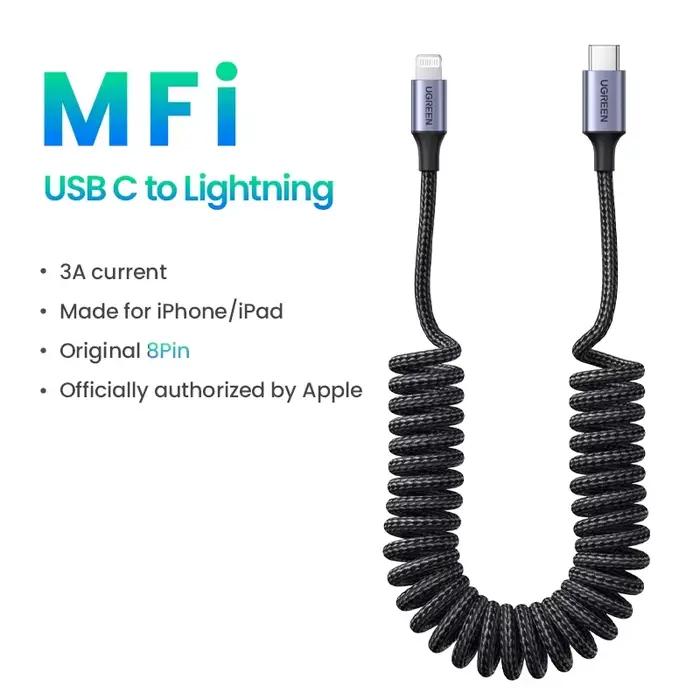 UGREEN-Câble USB de Type C MFi pour Apple iPhone, Charge Rapide PD, Données, Tressé, 1.2m, 14, 13, 1