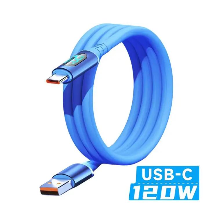 NNBILI 6A USBC vers Type C charge rapide 120W USB Type C LED câble d'affichage numérique pour Samsun