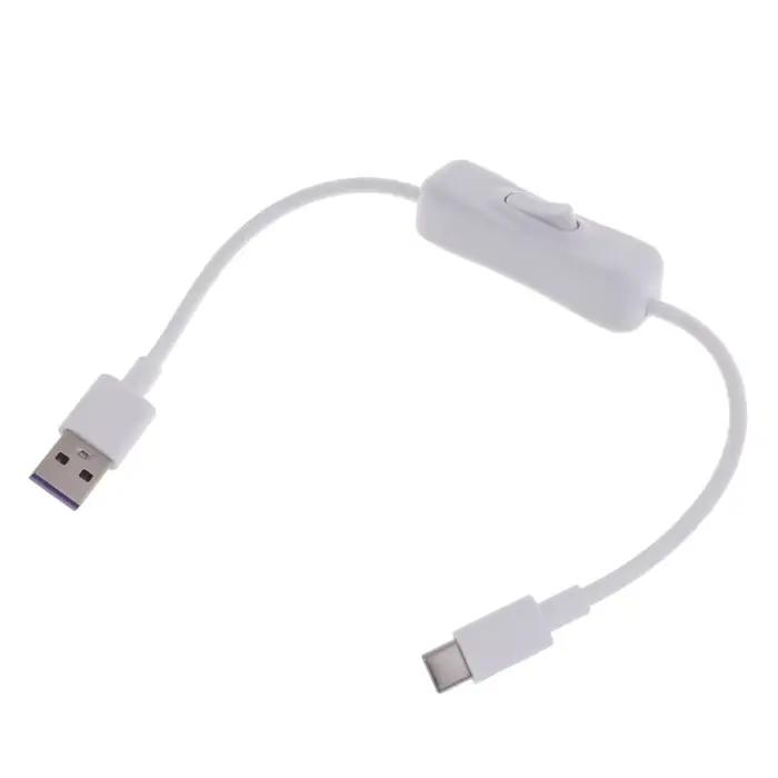 Câble données type-c vers USB avec interrupteur d'alimentation, câble données blanc pour chargement 