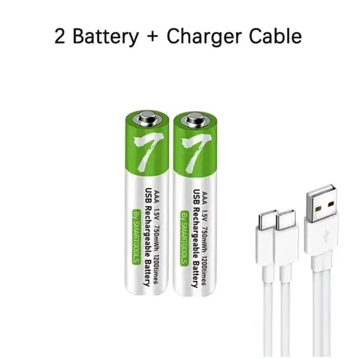 Batterie rechargeable AAA 1,5 V 750 mWh, prend en charge la charge rapide avec port Type-C, adaptée 