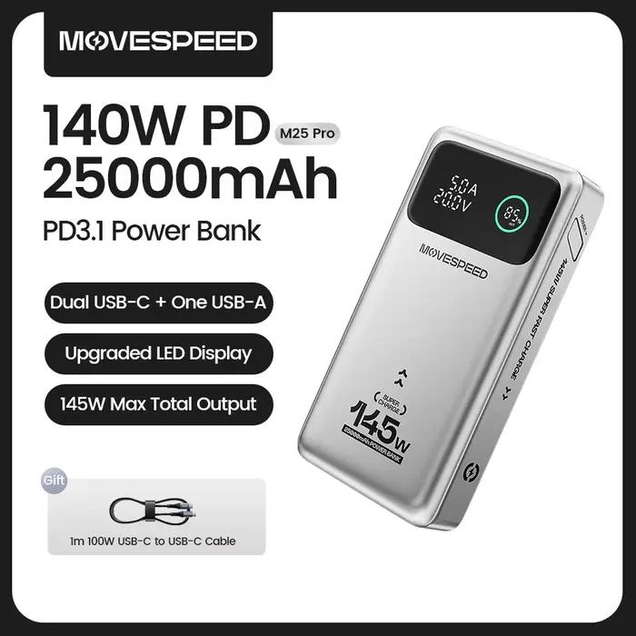 MOVESPEED M25Pro 140W batterie externe 25000mAh PD3.1 Charge rapide batterie externe Portable 100W P