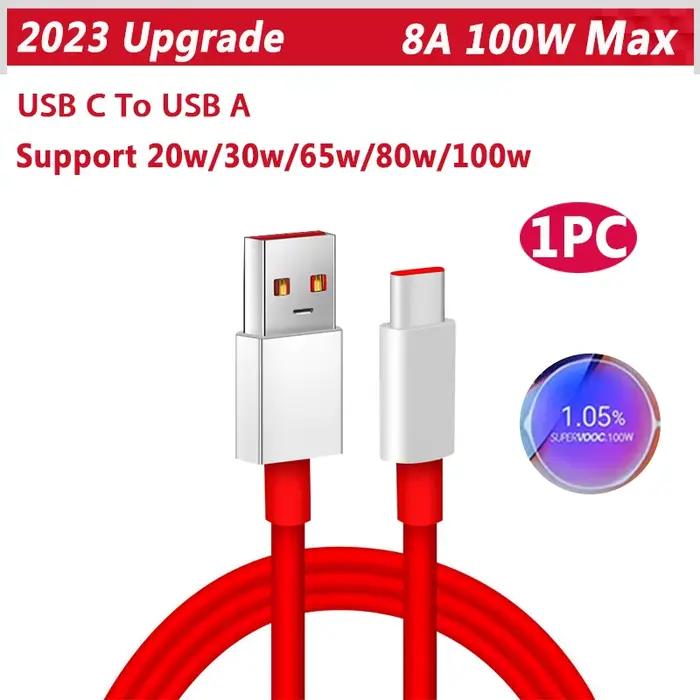 Câble d'origine Oneplus Supervooc 150w 100w 80w Usb Type C Charge de chaîne 65w câbles Usbc One Plus