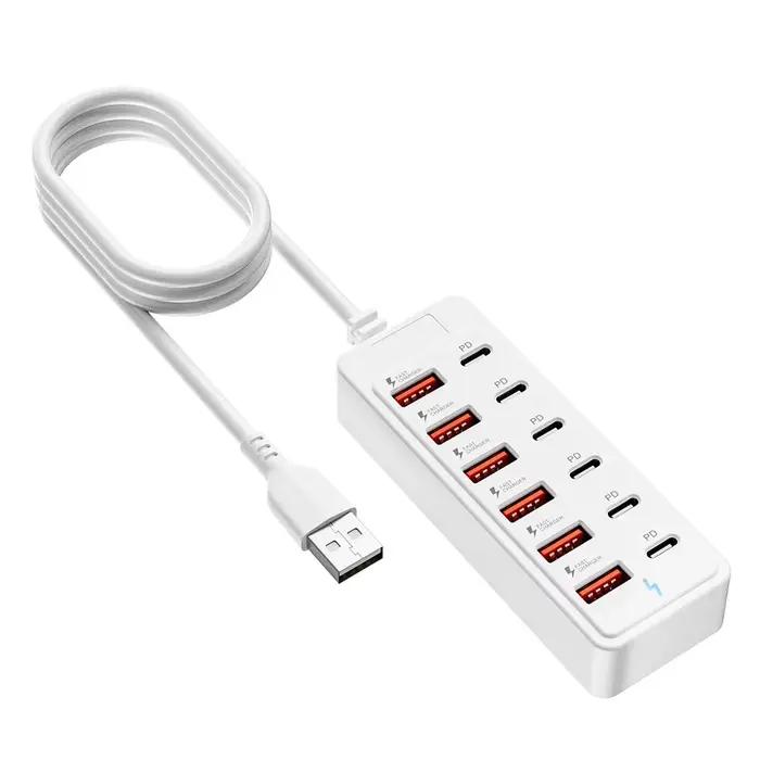 Chargeur USB 12 ports, 6 USB-A, 6 USB-C, station de charge de bureau, chargeur rapide, adaptateur se