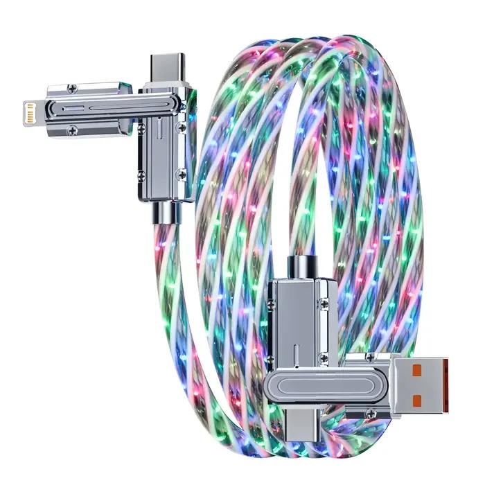 Câble de charge rapide RGB 4 en 1 240W PD USB Type-C - Câble multifonction USB vers Type-C pour la c