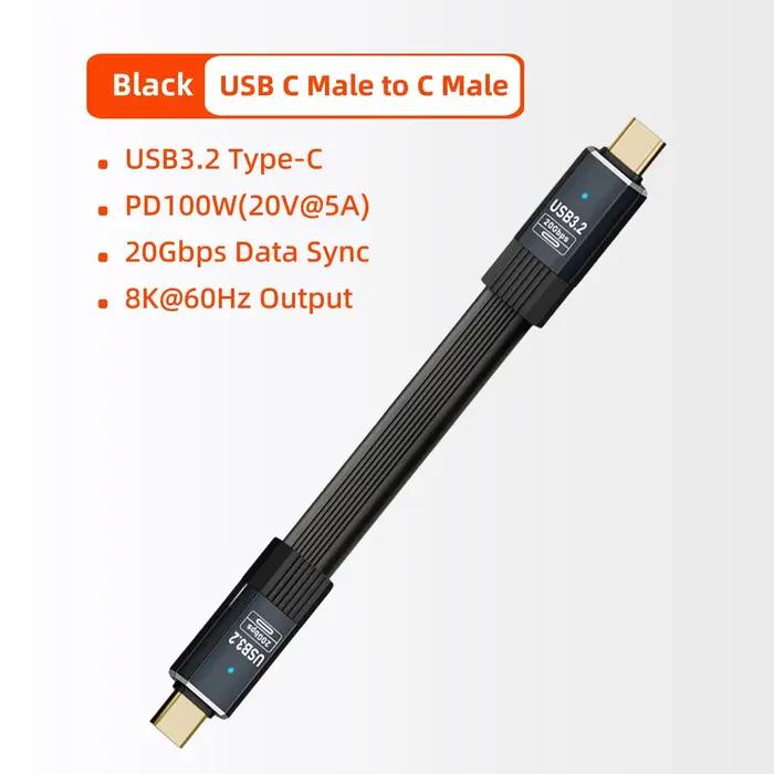 Câble USB-C vers USB-C PD 100W USB 3.2 Type C Gen2 20 Gbps 8K à 60 Hz pour PC, ordinateur portable, 