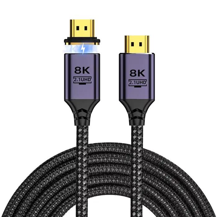  Adaptateur magnétique HDMI 2.1, câble haute vitesse pour PS5 Xbox Switch, barre de son, boîtier TV