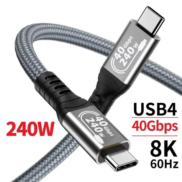 Câble USB4 40 Gbps 48 V 240 W pour Thunderbolt 4 Type C, câble de charge rapide Thunderbolt 3 USB C 