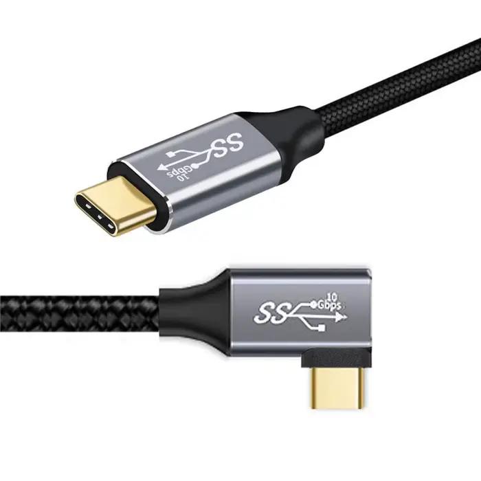 Câble USB 3.1 Type C, 10Gbps, 100W, données 90, résistant, à angle droit, avec marqueur électronique