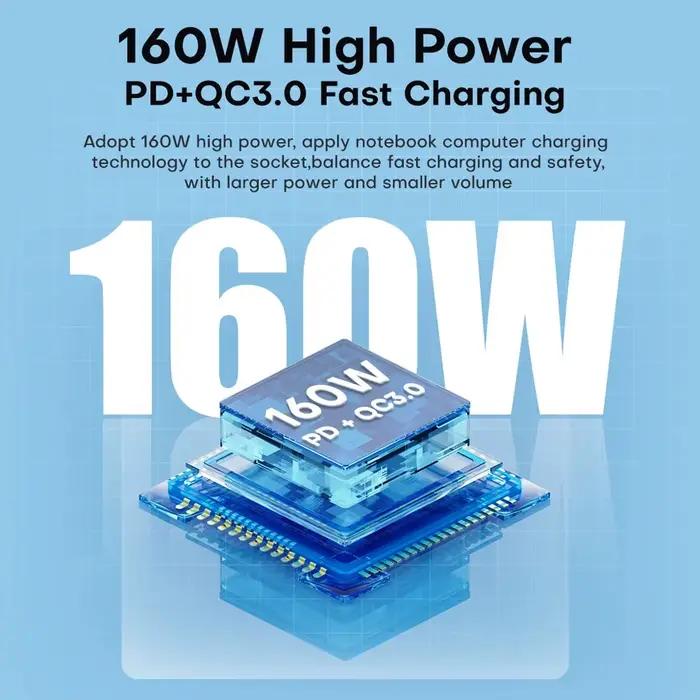 ASOMETECH 160W USB Station de charge sans fil 100W 65W PD PPS GaN chargeur chargeur rapide pour ordi
