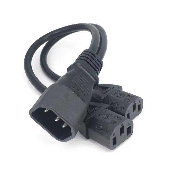 Câble adaptateur séparateur type Y court, vente en gros, simple C14 aux touristes C13 5-13R, 30cm, 1