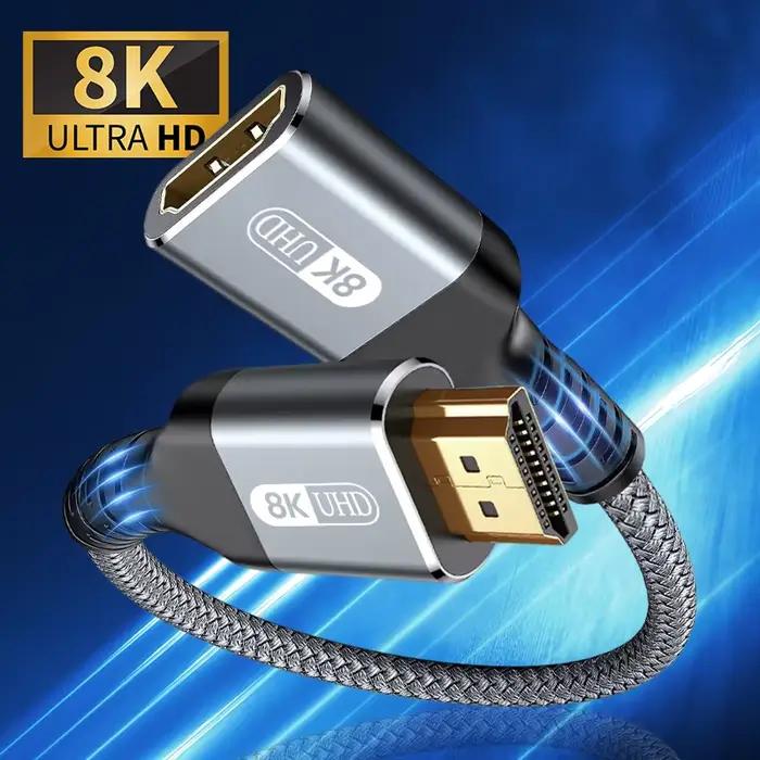 Câble d'extension HDMI 2.1 mâle vers femelle, 8K, tressé en nylon, prise en charge 8K @ 60Hz, 4K @ 1