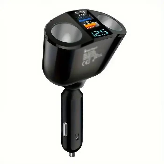 Adaptateur de chargeur de voiture à 3 Ports, plusieurs appareils chargés en même temps, avec afficha