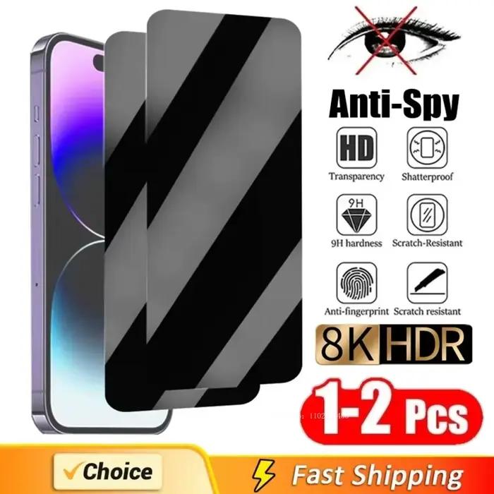 Protecteur d'écran pour IPhone XR XS MAX X SE 2022, 1 à 2 pièces, verre anti-espion, 16, 15, 14, 13,