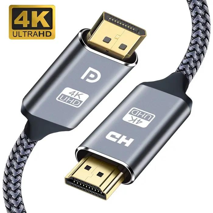 Câble compatible DisplayPort vers HDMI, adaptateur DP vers HD, 4K, 30Hz, port d'affichage, audio vid