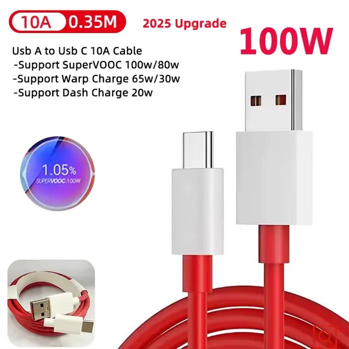 Câble d'origine Oneplus Warp Supervooc USB Type C 100w 80w 65w Câble de charge rapide One Plus 13 11