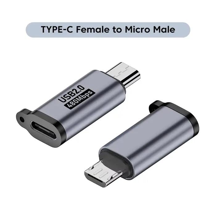 Adaptateur Micro USB vers Type C, Mini USB vers USB C 480Mbps, connecteur de charge de données rapid