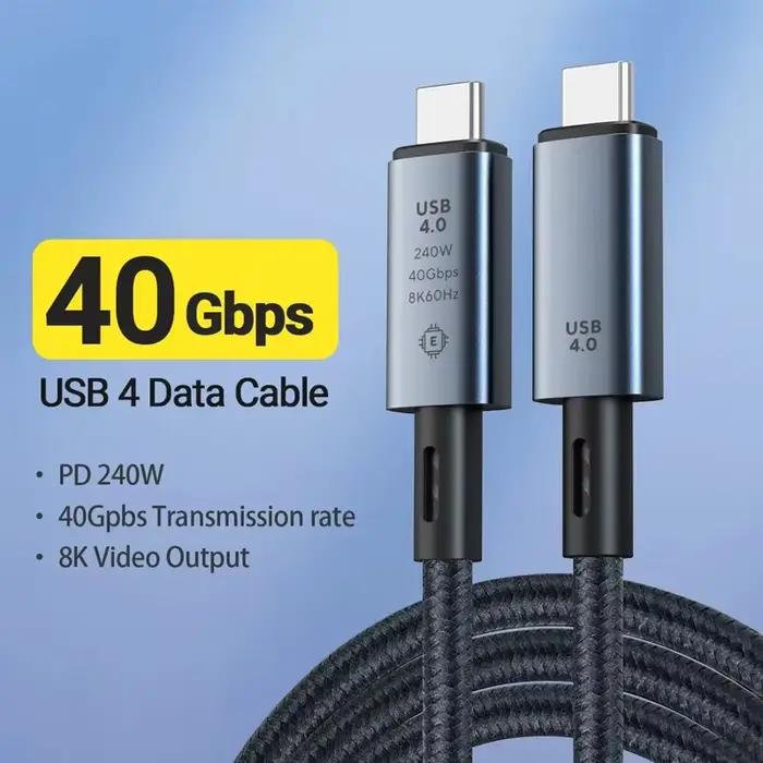 Câble tressé de données à charge rapide USB C vers USB C, transfert vidéo 8K, vitesse de 40Gbps, iPh