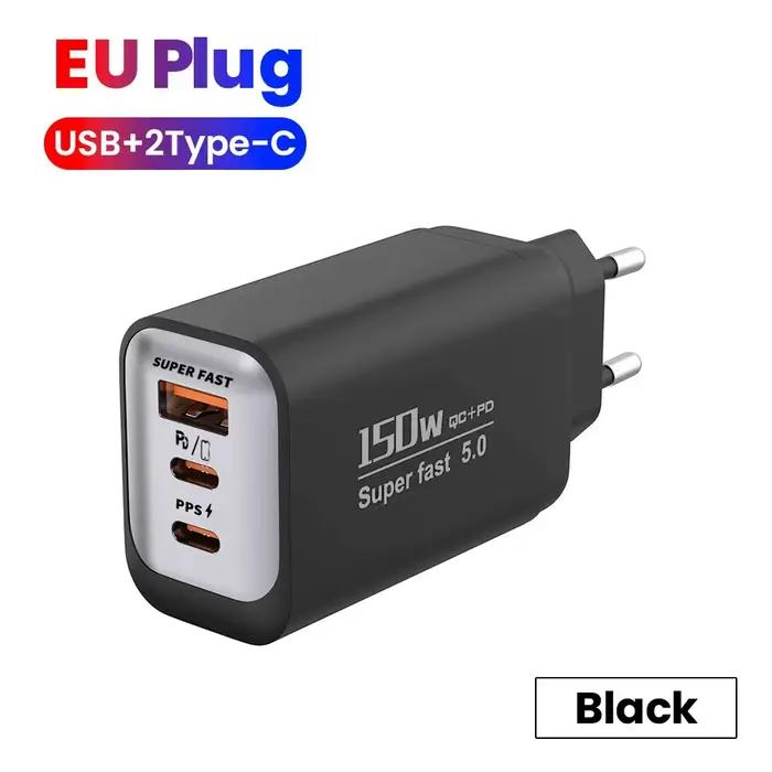 Chargeur USB Type C 150W USB QC3.0, charge rapide, adaptateur de voyage pour téléphone portable, pou