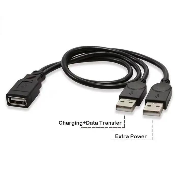 Répartiteur de câble USB, transfert de données, cordon d'alimentation 30CM, USB2.0, double prise fem