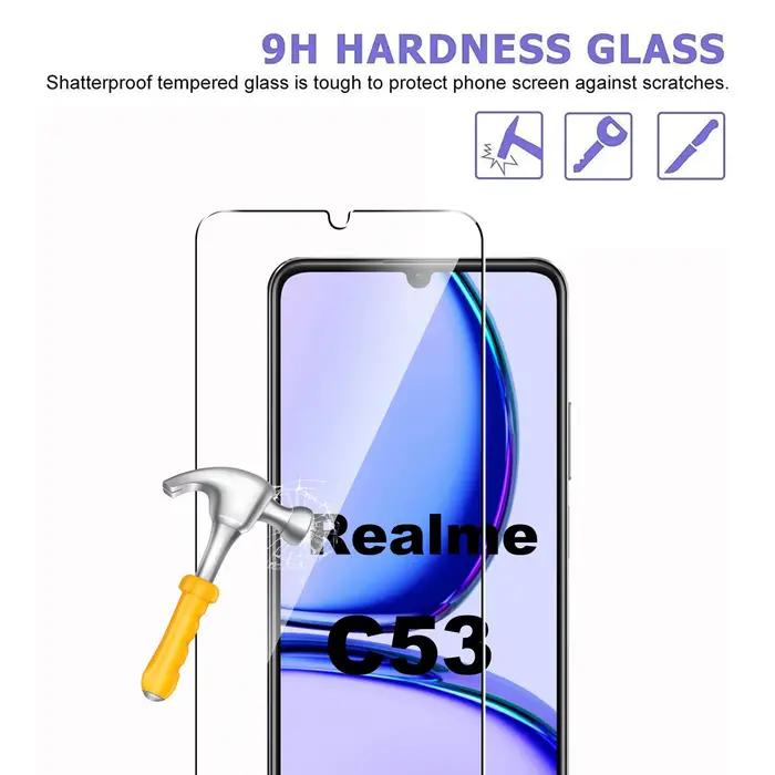Protecteur d'écran pour Realme C53, verre trempé HD cristal 9H, étui anti-rayures, Mica amical, haut