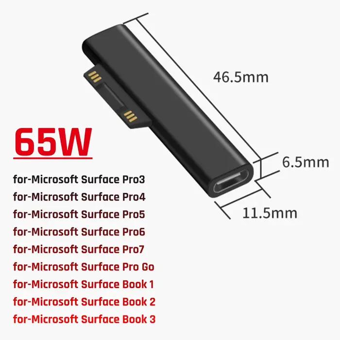 Alimentation USB C à charge rapide PD, chargeur pour Microsoft Surface Pro, X, 8, 7, 6, 5, 4, 3, Go 