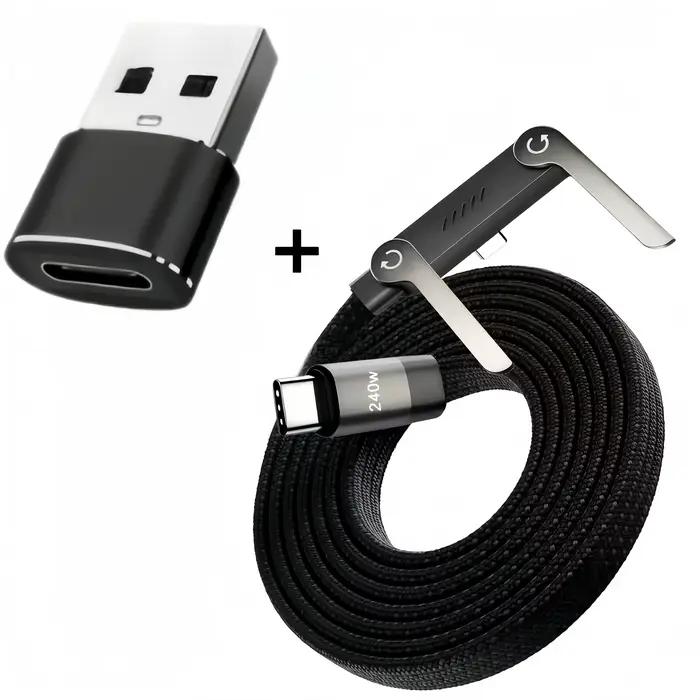 Câble de charge pliable avec support intégré, câble de charge rapide pour téléphone et tablette, câb