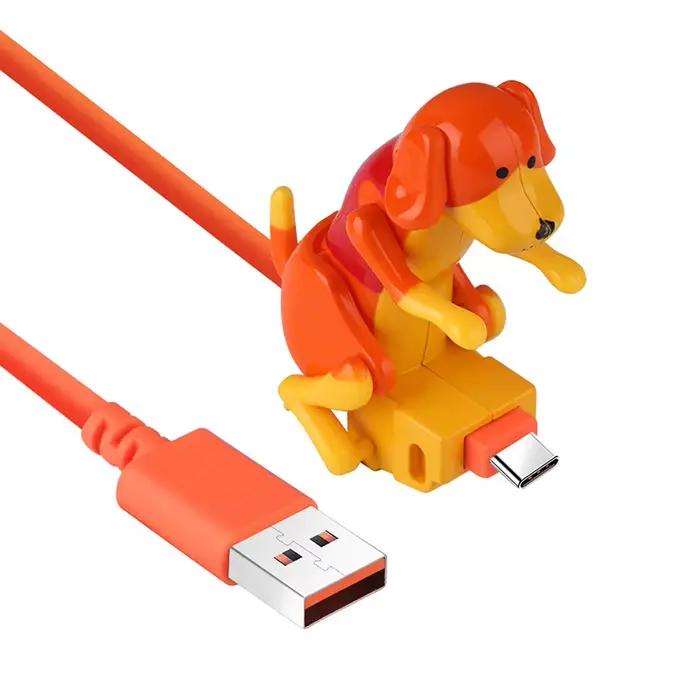 Câble de charge USB pour smartphone, design chiot mignon à pois, amusant et créatif, avec mouvements