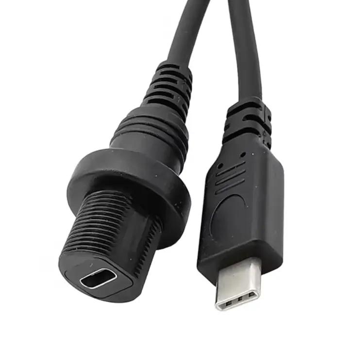 USB-C IP67 étanche câble type c 3.1 90 degrés mâle à femelle panneau de bateau de voiture tableau de