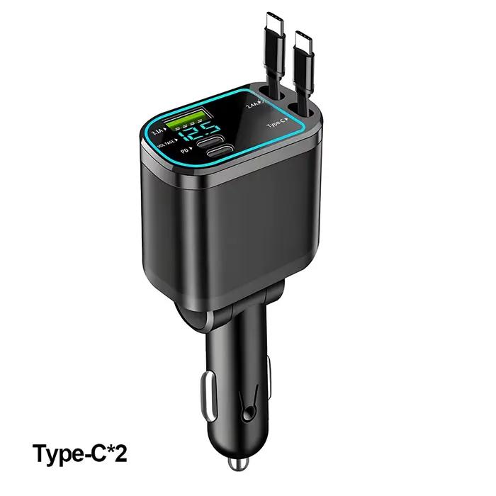 KEBIDUMEI – chargeur de voiture rétractable M4, câble de charge rapide 5 en 1 avec lumière étoile, P