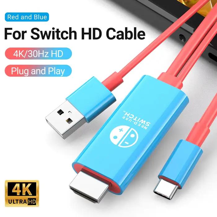 Câble USB-C vers HDMI 4K, adaptateur convertisseur HDTV Type-C pour iPhone 15 16 17, Switch, Steam D