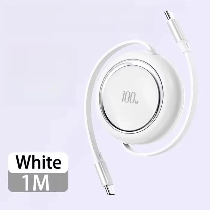 Câble de charge rapide rétractable de type C, USB C vers USBC, données, 1m, 100W, 15 Pro Max, 15Plus
