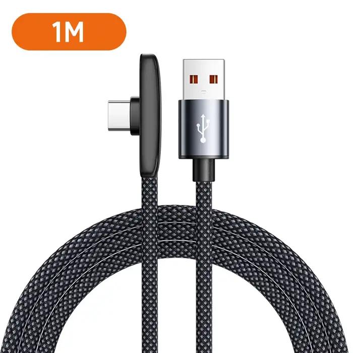 Câble de charge rapide USB C 100W 6A, cordon de charge super rapide, câble de données tressé à angle