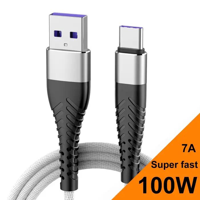 100W 7A 0.25M 1M 2M 3M câble de données de tissage Type C cordon de données de charge rapide pour iP