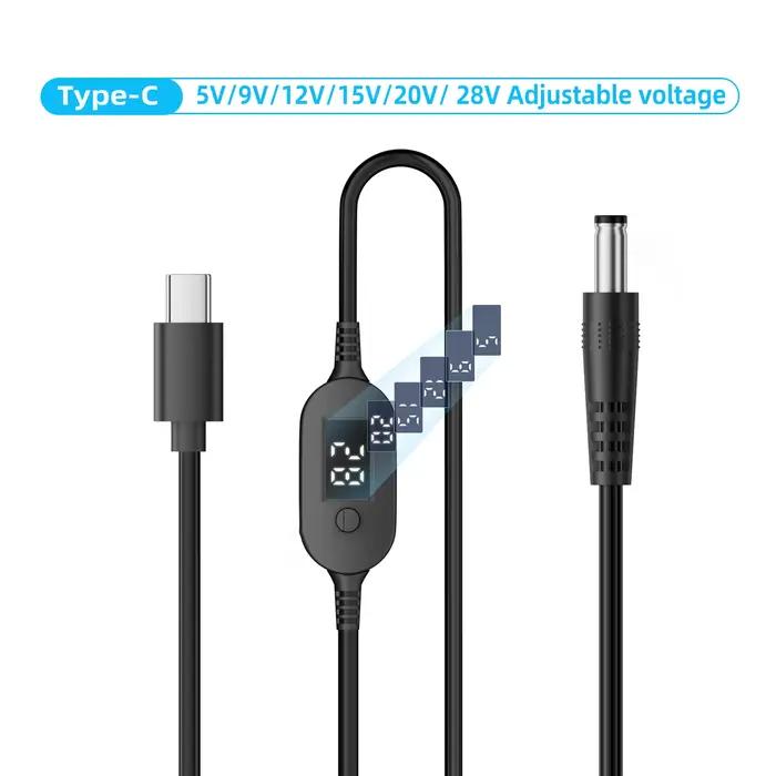 Câble d'alimentation USB C vers DC 140W Type C à 5V 9V 12V 15V 20V 28V, câble de connecteur adaptate