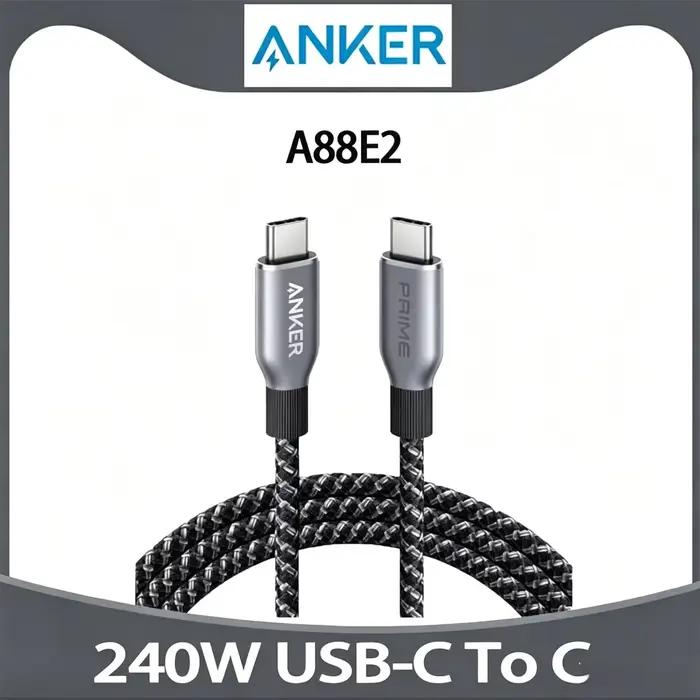 Câble USB C vers USB C Anker Prime, 240W, 3 pieds/6 pieds, câble de charge rapide USB C, nylon tress