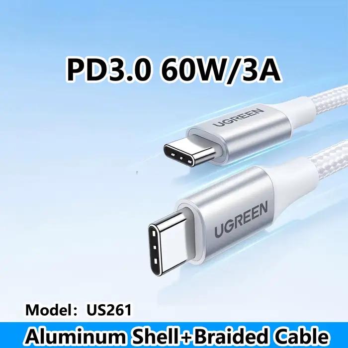 UGREEN 60W câble USB C 100W Type C à Type C câble 3A PD données de charge rapide 25cm 50cm 1m 1.5m 2