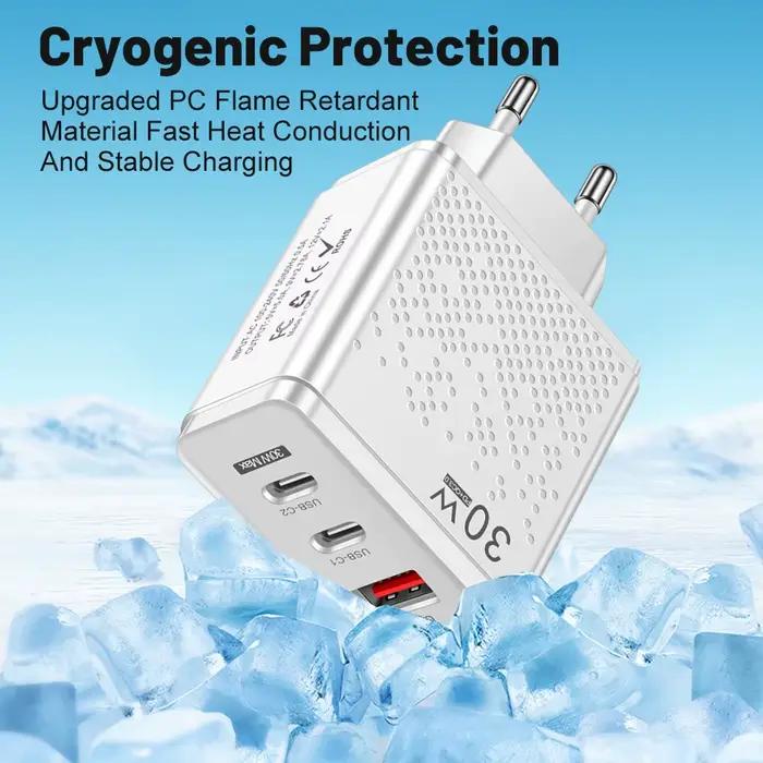 OLAF-Chargeur rapide USB de 30W QC 3.0 avec Port de Type C, Adaptateur Mural Portable pour iPhone 14