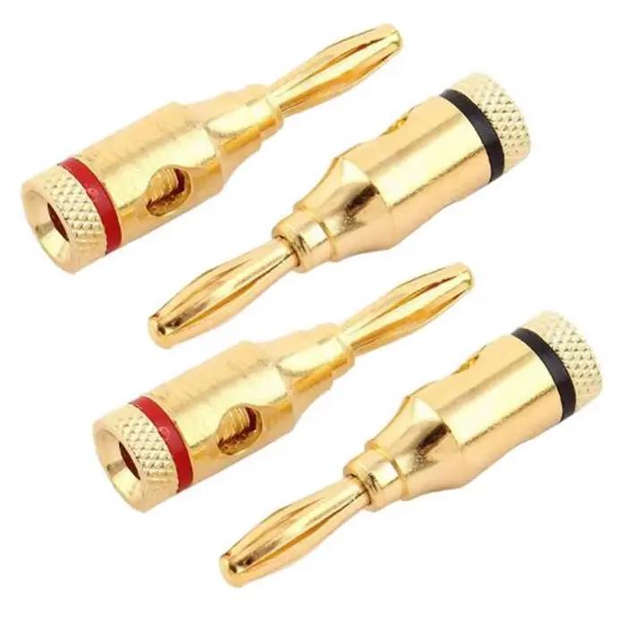 Câble Musical plaqué or 24k, 12 pièces, fiche banane, connecteur de haut-parleur Audio, broche plaqu