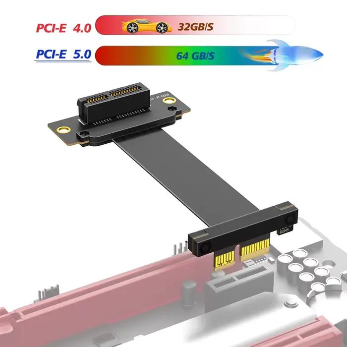Câble d'extension PCI-e PCI Express 5.0 1X double direction verticale à 90 degrés, câble flexible ha