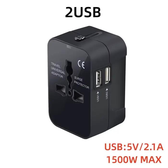 Adaptateur d'alimentation ca de voyage universel avec deux Ports USB, convertisseur de sortie EU US 